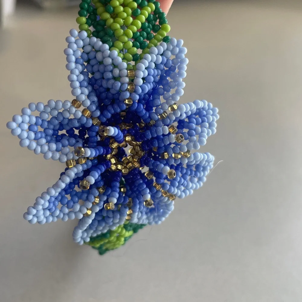 Blue Beaded Flower Headband‎ - Women's Accessory